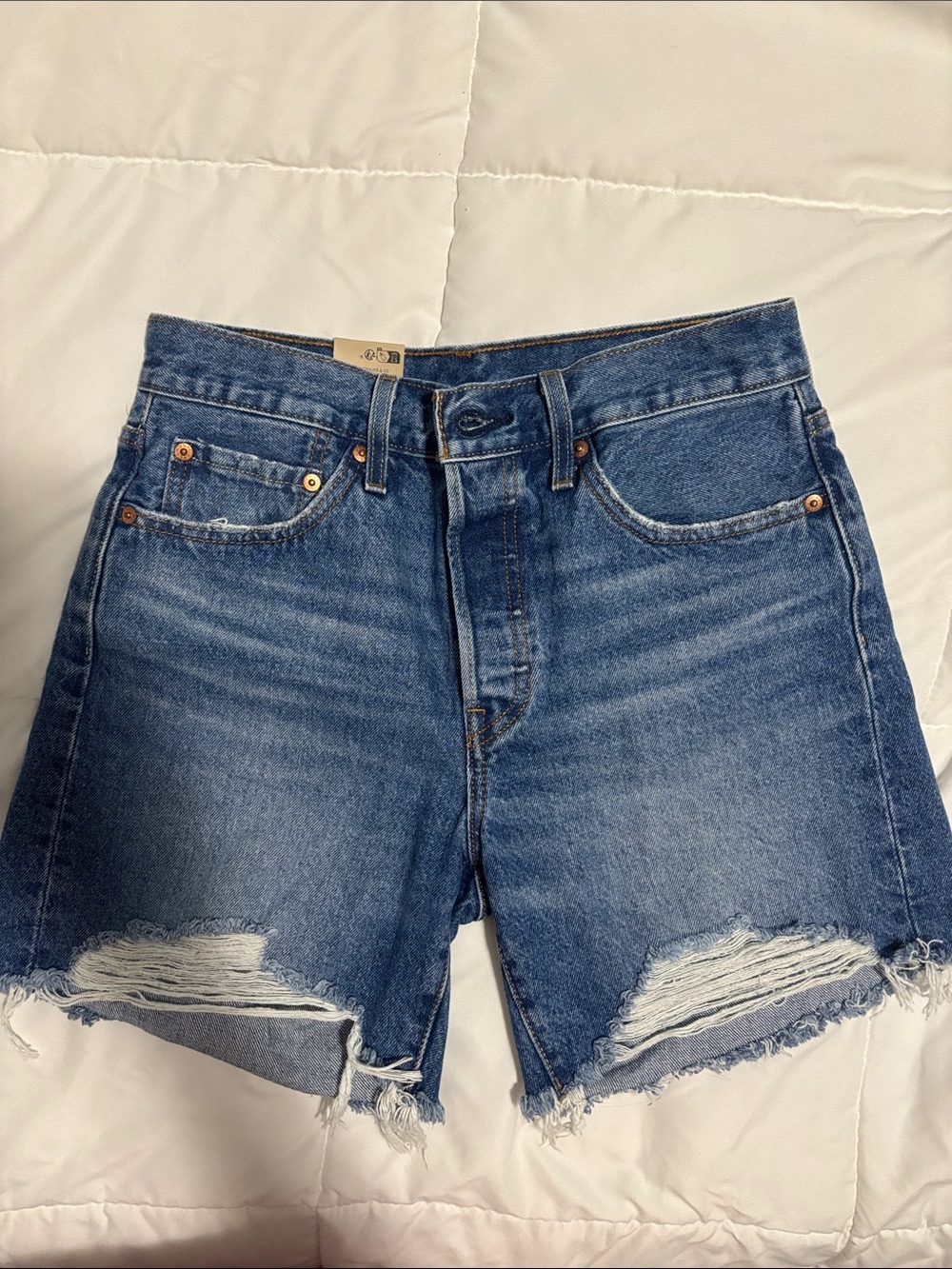 Levi's Distressed Blue Denim Jean Shorts